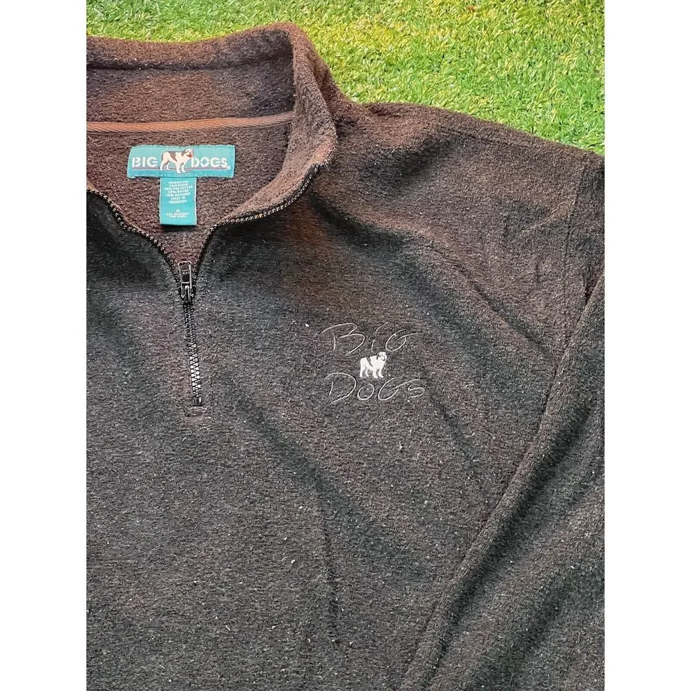 Vintage Big‎ Dogs Polar Dogs Fleece Pullover Jacket Mens Medium Black 1/4 Zip up